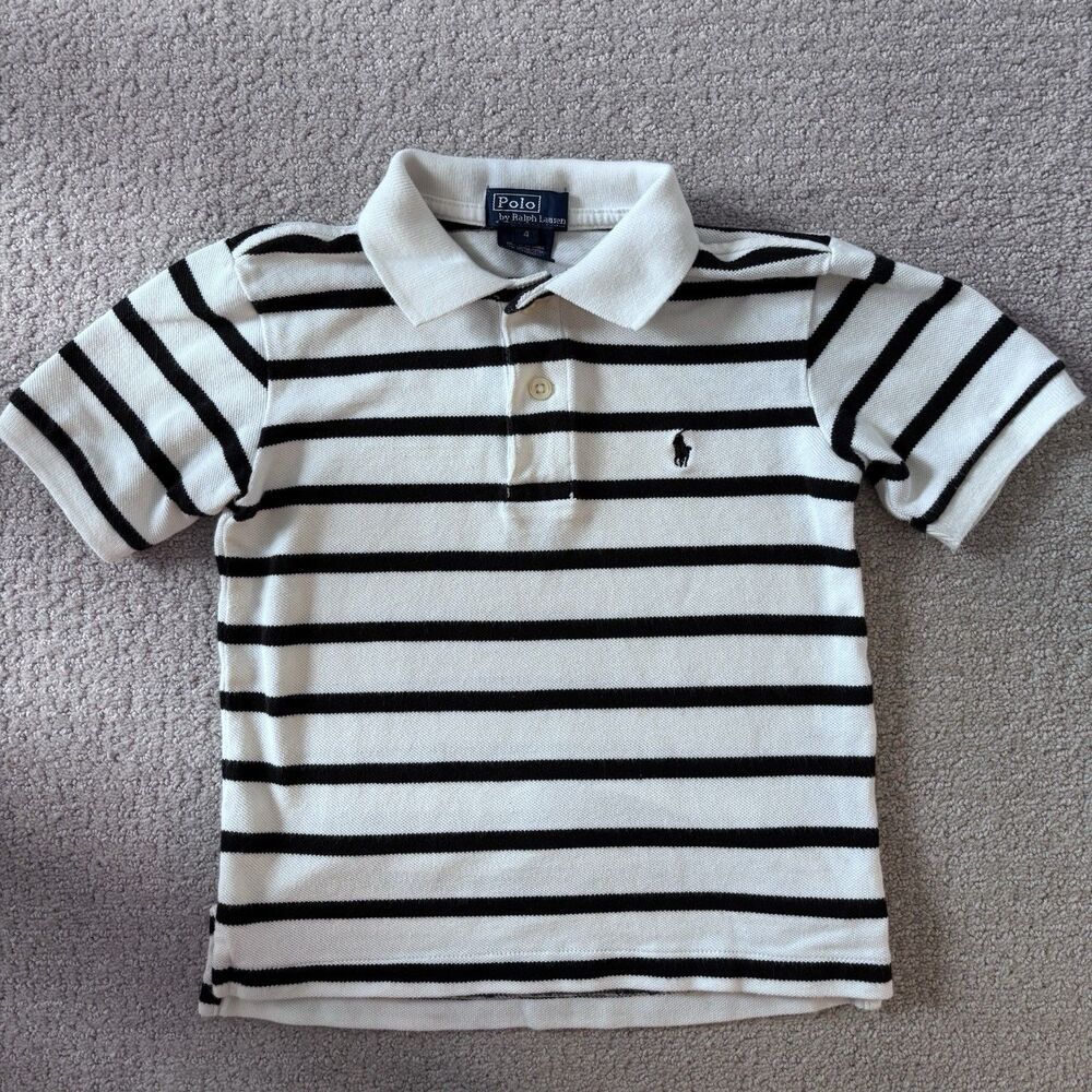 Polo by Ralph Lauren Boys Short Sleeve Polo Shirt Sz 4 Striped Preppy Classic